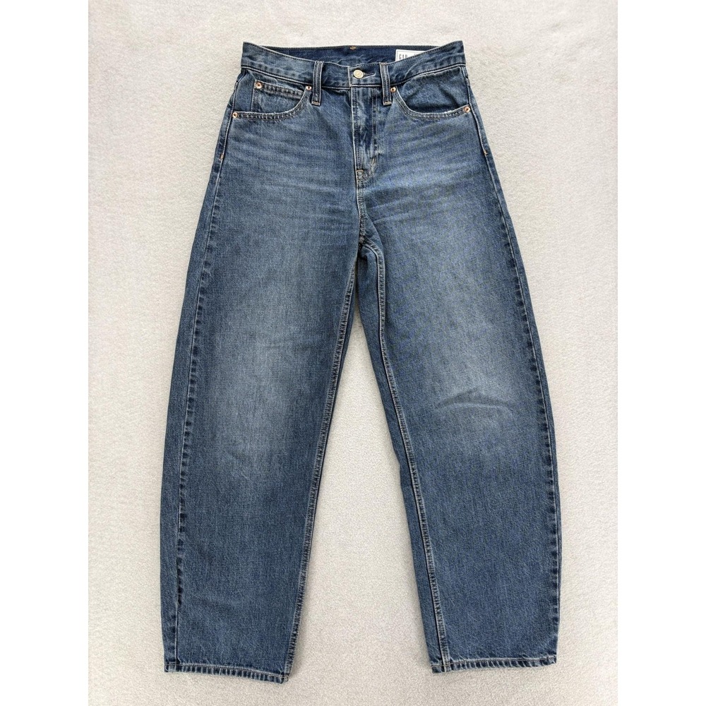 GAP High Rise Straight Leg Jeans - Medium Blue Wash